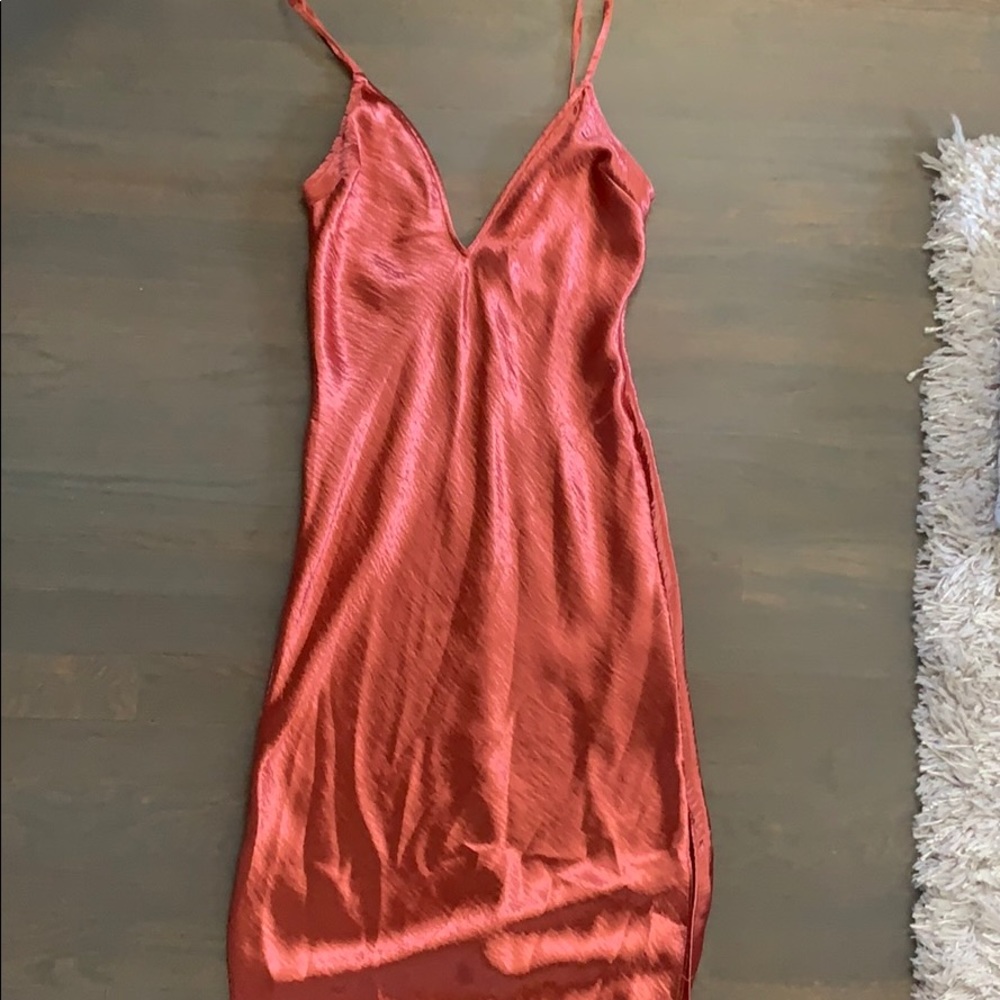 Metallic Rose Gold Midi Dress